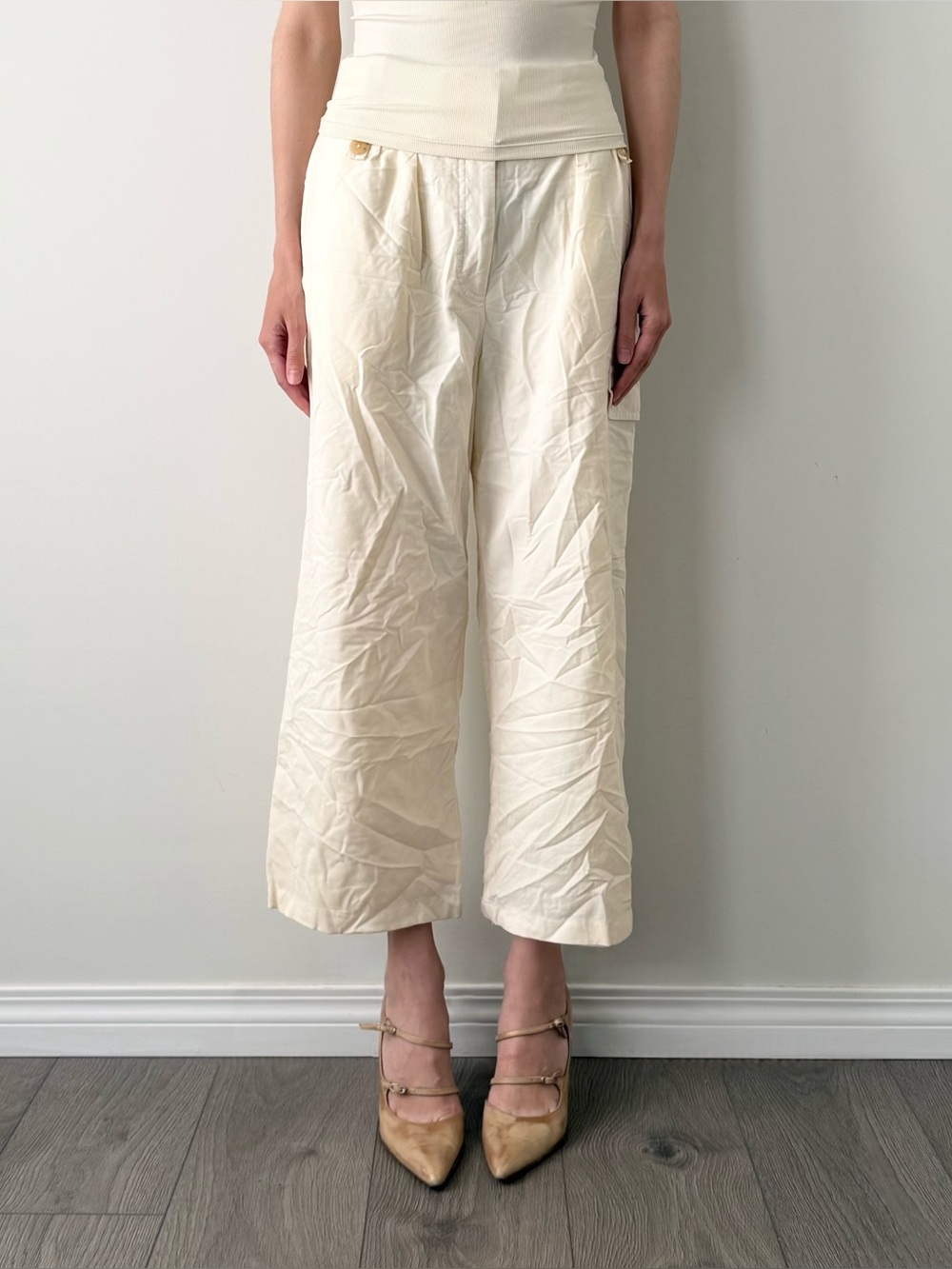 The row wool and silk high rise cropped trousers/capris
